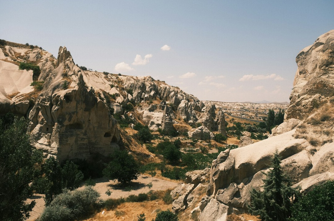 valley with ancient ruins landscape